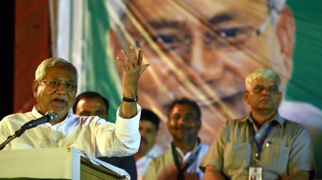 Bihar chief minister Nitish Kumar launched JDU’s campaign for MCD elections in a rally at Burari on Saturday. (Arun Sharma/HT Photo) Bihar chief minister Nitish Kumar launched JDU’s campaign for MCD elections in a rally at Burari on Saturday. (Arun Sharma/HT Photo)