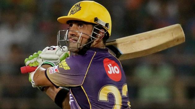 Kolkata Knight Riders captain Gautam Gambhir plays a shot. (PTI)