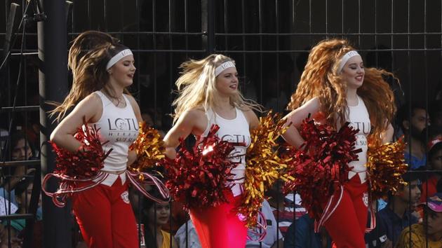 Cheerleaders during the Indian Premier League match between Kings XI Punjab and Rising Pune Supergiants in Indore on Saturday. (BCCI)