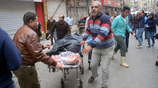 In the first, attack, a bomb exploded at Saint George church in the Nile Delta city of Tanta. (Fawzy Abdel Hamied / REUTERS)