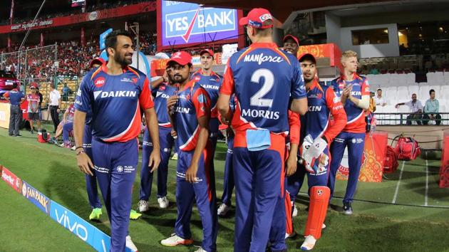 Delhi Daredevils players entering the field ahead of their match against Delhi Daredevils. (BCCI)