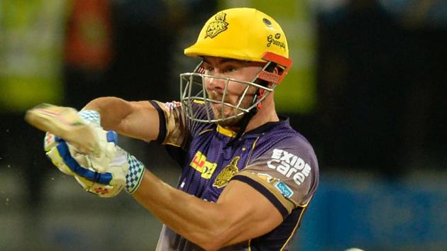 Kolkata Knight Riders batsman Chris Lynn plays a shot during the 2017 Indian Premier League (IPL) Twenty20 cricket match against Mumbai Indians at the Wankhede Stadium in Mumbai on Sunday.(AFP)