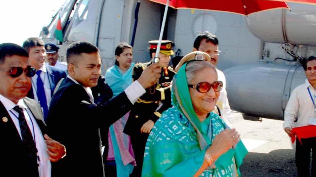 Bangladesh Prime Minister Sheikh Hasina in Ajmer on Sunday. (HT Photo) Bangladesh Prime Minister Sheikh Hasina in Ajmer on Sunday. (HT Photo)