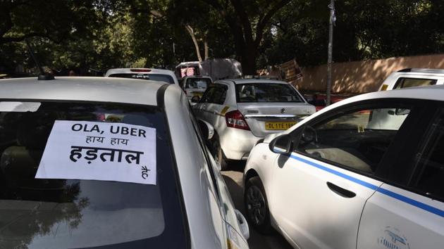 Passengers were hit on Monday as drivers of Ola and Uber taxis protested against the border tax levied by Haryana government.(Vipin Kumar/HT File Photo)