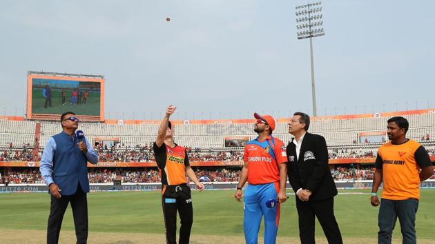 David Warner won the toss and chose to bowl against Gujarat Lions in their second game of the 2017 Indian Premier League. (BCCI)