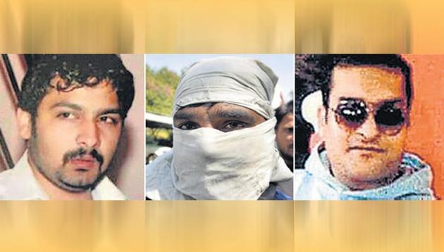 From left, Vikas Gulia, alias Vikas Langarpuria; Nafe Singh, alias Mantri; and Ravinder, alias Bholu. From left, Vikas Gulia, alias Vikas Langarpuria; Nafe Singh, alias Mantri; and Ravinder, alias Bholu.