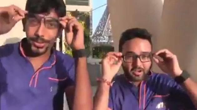 Jasprit Bumrah (L) and Parthiv Patel (R) feature in the celebratory video posted by Mumbai Indians. The video was later taken down from all social media platforms by the franchise without an explanation. (Video screenshot) Jasprit Bumrah (L) and Parthiv Patel (R) feature in the celebratory video posted by Mumbai Indians. The video was later taken down from all social media platforms by the franchise without an explanation. (Video screenshot)