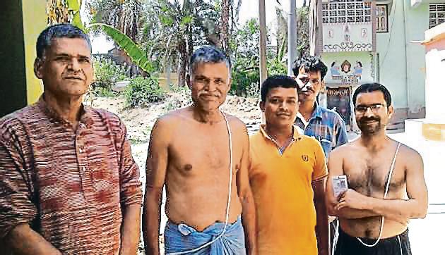 (From left) Villagers Rammoy, Ramsevak, Ramdhan, Ramcharan and Ramkanai in West Bengal’s Paschim Sanabadh. (Koushik Dutta/HT Photo) (From left) Villagers Rammoy, Ramsevak, Ramdhan, Ramcharan and Ramkanai in West Bengal’s Paschim Sanabadh. (Koushik Dutta/HT Photo)