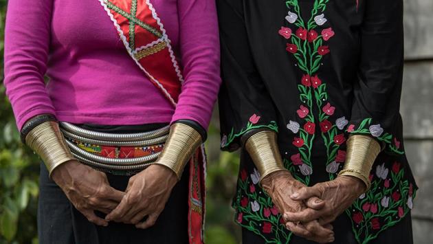 The ornamental accessories for the Semban women included the bangles, tumbih (beaded necklace), silver belts and headgear. (Mohd RASFAN / AFP)