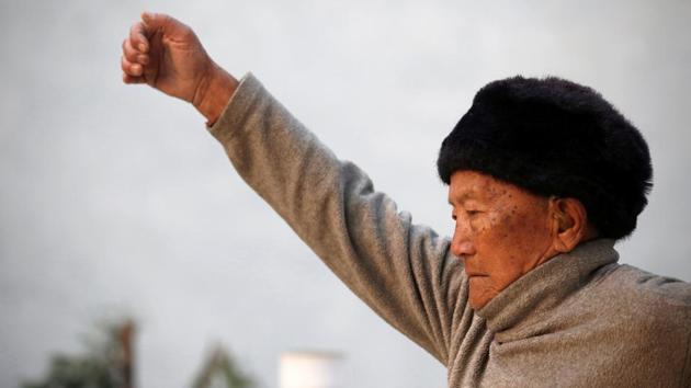 Min Bahadur Sherchan plans to climb the 8,850 metre (29,035 foot) peak next month during a window of favourable weather on the summit. (Navesh Chitrakar/REUTERS)