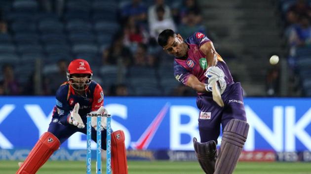 MS Dhoni tried to fight for RPS but he fell for 11 off 14 balls. (BCCI) MS Dhoni tried to fight for RPS but he fell for 11 off 14 balls. (BCCI)