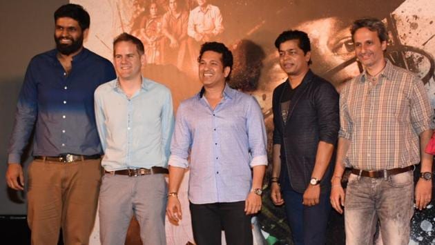 The trailer launch was attended by producer Ravi Bhagchandka, director James Erskine, the chairman and founder of Carnival Group Shrikant Bhasi and Anil Thadani. (HT Photo)