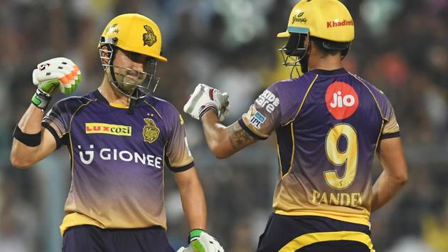 Kolkata Knight Riders captain Gautam Gambhir (L) with teammate Manish Pandey. (AFP)