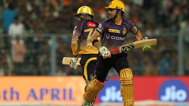 Gautam Gambhir and Sunil Narine shared a 76-run opening stand in just 34 balls to help Kolkata Knight Riders to a big win over Kings XI Punjab in the 2017 Indian Premier League. (BCCI)