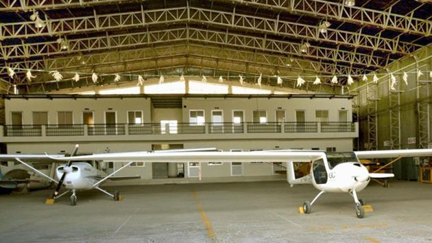 A hanger at the Rajasthan State Flying School, which has been non-operational since 2008.(HT File Photo)