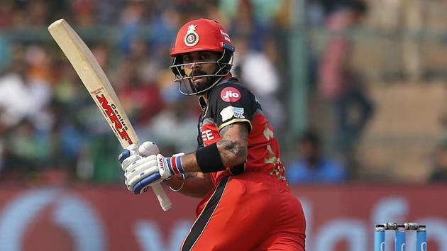 Virat Kohli, captain of Royal Challengers Bangalore, hit a 39-ball fifty against Mumbai Indians in their 2017 Indian Premier League match in Bangalore on Friday.(AP) Virat Kohli, captain of Royal Challengers Bangalore, hit a 39-ball fifty against Mumbai Indians in their 2017 Indian Premier League match in Bangalore on Friday.(AP)