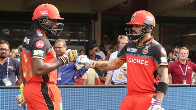 A lot of hope was pinned on Royal Challengers Bangalore opening batsmen Chris Gayle (left) and captain Virat Kohli after they were sent to bat by Mumbai Indians.  (BCCI) 