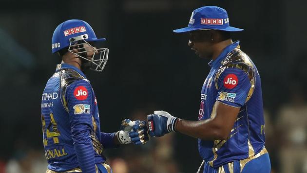Kieron Pollard (right) and Krunal Pandya featured in a 93-run partnership for the sixth wicket. (BCCI) 