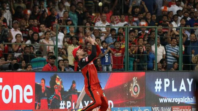 Kieron Pollard was ultimately caught by AB de Villiers on 70 but by then Mumbai Indians were within sniffing distance of victory against Royal Challengers Bangalore. (BCCI) 