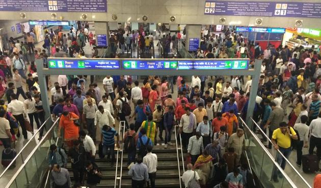 The pornographic video allegedly played at a platform at Rajiv Chowk metro station for less than a minute. A video of the incident is now being shared on social media.(Saumya Khandelwal/HT File)