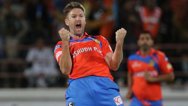 Andrew Tye first dismissed Rahul Tripathi (33, 17b) to start Pune’s downfall. (BCCI)