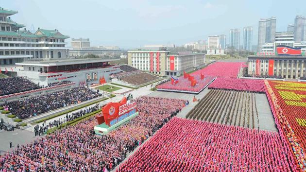 A view of a parade celebrating the 105th birth anniversary of founder Kim Il Sung in Pyongyang, North Korea April 15, 2017 in this photo released by North Korea's Korean Central News Agency (KCNA) on April 16, 2017. (KCNA / REUTERS)
