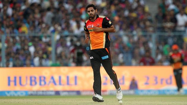 Bhuvneshwar Kumar, one of the stars of Sunrisers Hyderabad’s triumphant IPL 2016 campaign, is once again leading the bowling charts in IPL 2017.(BCCI)
