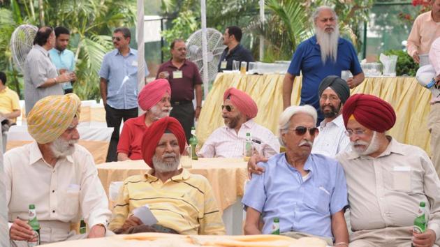Members of Chandigarh Golf Club during the election Sunday. (Keshav Singh//HT)