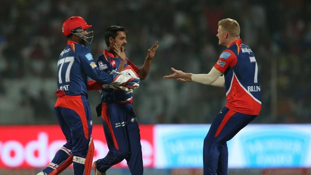 Shahbaz Nadeem took two wickets in two overs, second being that of Wriddhiman Saha, to further peg back Kings XI Punjab. (BCCI)