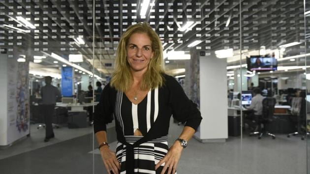 Spanish former World No. 1 professional tennis player, Arantxa Sánchez Vicario, at the HT office in New Delhi on Monday.(Saumya Khandelwal/HT PHOTO)