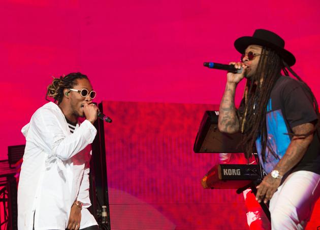 Rappers Future (L) and Ty Dolla Sing perform at the Festival. (VALERIE MACON / AFP)