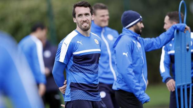 Leicester City players train ahead of the second leg of their UEFA Champions League quarter-final clash against Atletico Madrid. (REUTERS) Leicester City players train ahead of the second leg of their UEFA Champions League quarter-final clash against Atletico Madrid. (REUTERS)