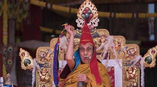 Tibetan spiritual leader the Dalai Lama performs a ritual at Tawang in the northeastern state of Arunachal Pradesh on April 10, 2017. The Dalai Lama‘s weeklong visit to Arunachal Pradesh angered China, which considers the state a disputed region. (AP) Tibetan spiritual leader the Dalai Lama performs a ritual at Tawang in the northeastern state of Arunachal Pradesh on April 10, 2017. The Dalai Lama‘s weeklong visit to Arunachal Pradesh angered China, which considers the state a disputed region. (AP)