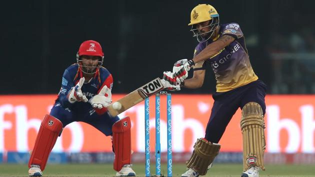 Manish Pandey of Kolkata Knight Riders plays a shot during the 2017 Indian Premier League match against Delhi Daredevils at the Feroz Shah Kotla in Delhi on Monday. Get full scorecard of Delhi Daredevils vs Kolkata Knight Riders here.(BCCI)