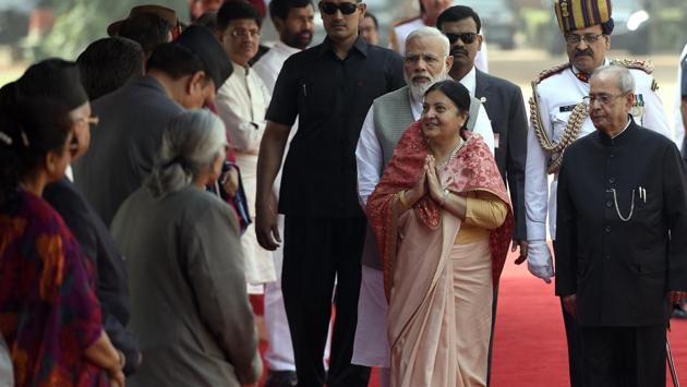 Bhandari was scheduled to visit India in May last year, but the trip was cancelled after the then cabinet did not endorse the visit, citing lack of preparations on part of the government. (Sonu Mehta/HT PHOTO)