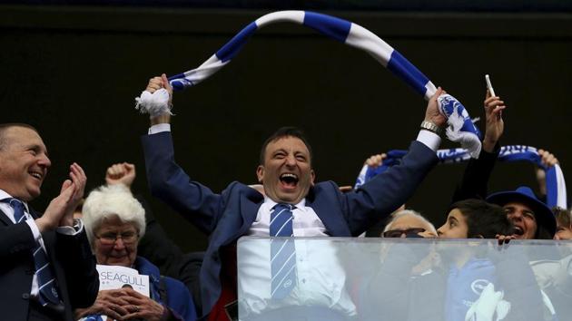 Brighton and Hove Albion F.C. returned to the top flight of the Premier League after 34 years with victory over Wigan Athletic. (AP) Brighton and Hove Albion F.C. returned to the top flight of the Premier League after 34 years with victory over Wigan Athletic. (AP)