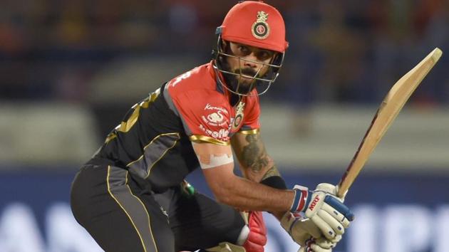 Royal Challengers Bangalore captain Virat Kohli scored 64 against Gujarat Lions at Saurashtra Cricket Association Stadium in Rajkot on Tuesday. Live streaming of the Gujarat Lions vs Royal Challengers Bangalore match is available online(AFP)