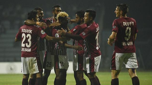 Mohun Bagan face Maldives’ Maziya S&RC in an AFC Cup fixture in Kolkata on Wednesday. (HT Photo) Mohun Bagan face Maldives’ Maziya S&RC in an AFC Cup fixture in Kolkata on Wednesday. (HT Photo)