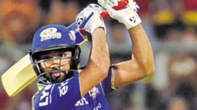 Rohit Sharma, who returned to form with a timely 40 off 29 against Gujarat Lions, will eye a big knock when Mumbai Indians take on Kings XI Punjab in a 2017 Indian Premier League game in Indore.(PTI)