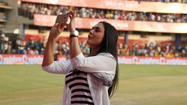Preity Zinta’s duties as co-owner of Kings XI Punjab doesn’t end at being on the stands or near the team dugout. She ensures that every moment in the stadium is captured, some of them also getting shared through her social media channels.  (BCCI/Sportzpics) 