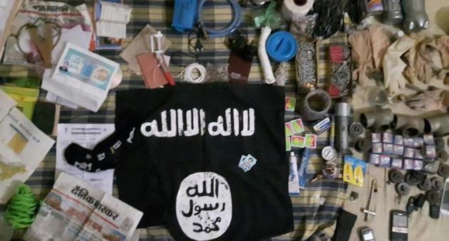 A file photo of the items seized by the Uttar Pradesh Anti-Terrorist Squad from a building where a suspected militant was holed up on the outskirts of Lucknow. (ATS handout) A file photo of the items seized by the Uttar Pradesh Anti-Terrorist Squad from a building where a suspected militant was holed up on the outskirts of Lucknow. (ATS handout)