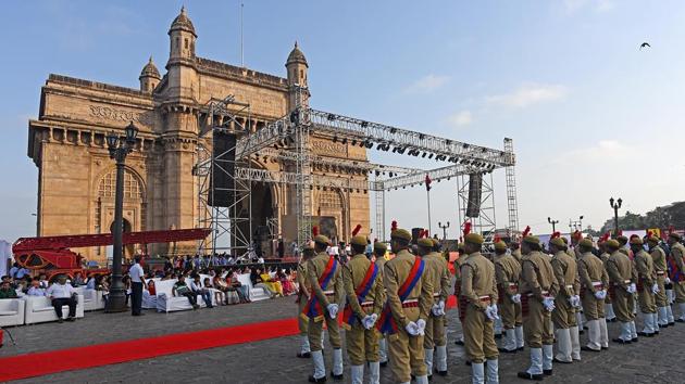 The fire service week is observed in memory of those who lost their lives in a fire on April 14, 1944 at the Victoria Dock in the Mumbai Port . (Pratik Chorge/HT Photo)
