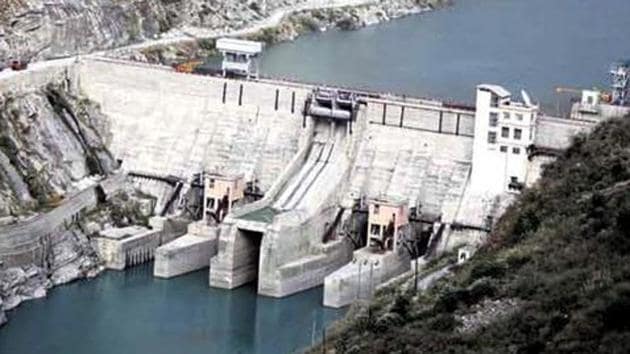 A view of the Nathpa Jhakri hydroelectric project in Shimla. Renewable energy sources will account for 56.5 % of India’s installed power capacity by 2027.(HT Photo)