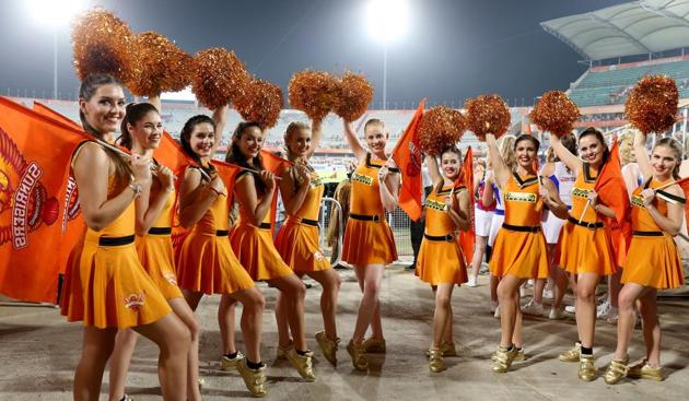 SRH’s cheerleaders get ready to boost their team’s morale.  (BCCI ) 