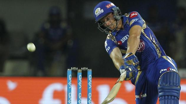 Jos Buttler of the Mumbai Indians bats during the 2017 Indian Premier League match against Kings X1 Punjab at the Holkar Stadium in Indore on Thursday. Get full cricket score of Kings XI Punjab vs Mumbai Indians here.(BCCI)