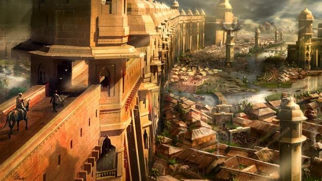 The scale of Baahubali is staggering -- watch the ramparts of the king’s fort in Mahishmati. Don’t miss the detailing -- the walls, the pathway on them, the river flowing through it, the huts... But, wait, did we just see minarets? Oh, well... this is a fantasy.
