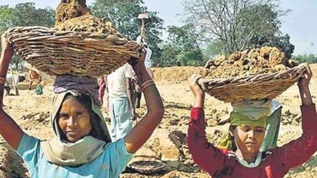 Union rural development secretary Amarjeet Sinha said job cards had been cancelled on the basis of a househouse survey. But activists say genuine beneficiaries were also struck off in the process in violation of MGNREGA regulations.(HT File Photo)