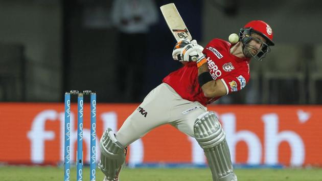 Kings XI Punjab captain Glenn Maxwell evades a bouncer during the 2017 Indian Premier League match against Mumbai Indians. (BCCI) 