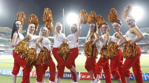 Kings XI Punjab cheerleaders pose during the 2017 Indian Premier League match against Mumbai Indians in Indore on Thursday. (BCCI)