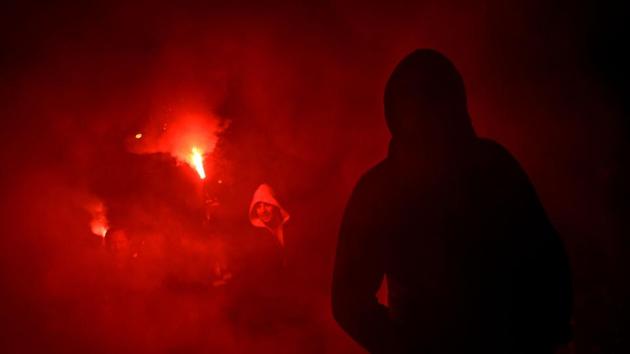 Besiktas' supporters light flares before the UEFA Europa League second leg quarter final football match between Besiktas and Lyon (OL) on April 20, 2017. (Ozan Kose/AFP) Besiktas' supporters light flares before the UEFA Europa League second leg quarter final football match between Besiktas and Lyon (OL) on April 20, 2017. (Ozan Kose/AFP)